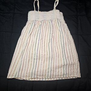 Gap Toddler Girls Metallic Rainbow Striped Smocked Summer Dress Size 3